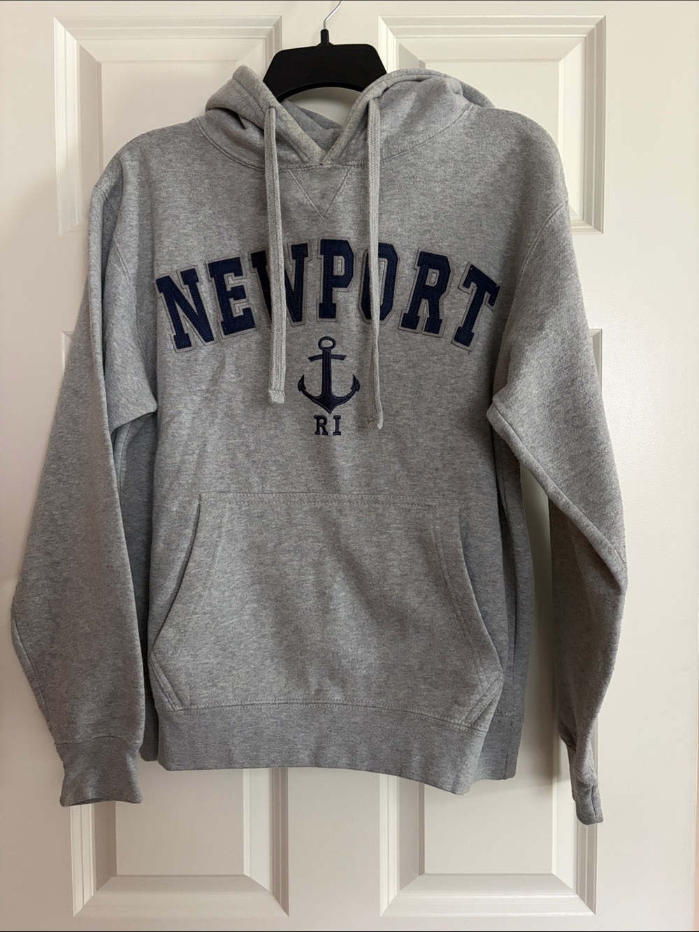 Men's Gray Hooded Sweatshirt with Newport Anchor Graphic